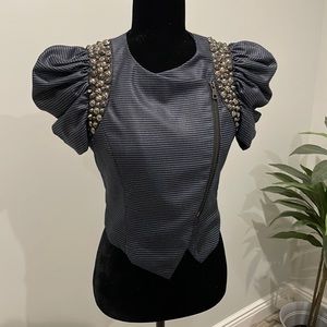 Studded jacket with puff sleeves